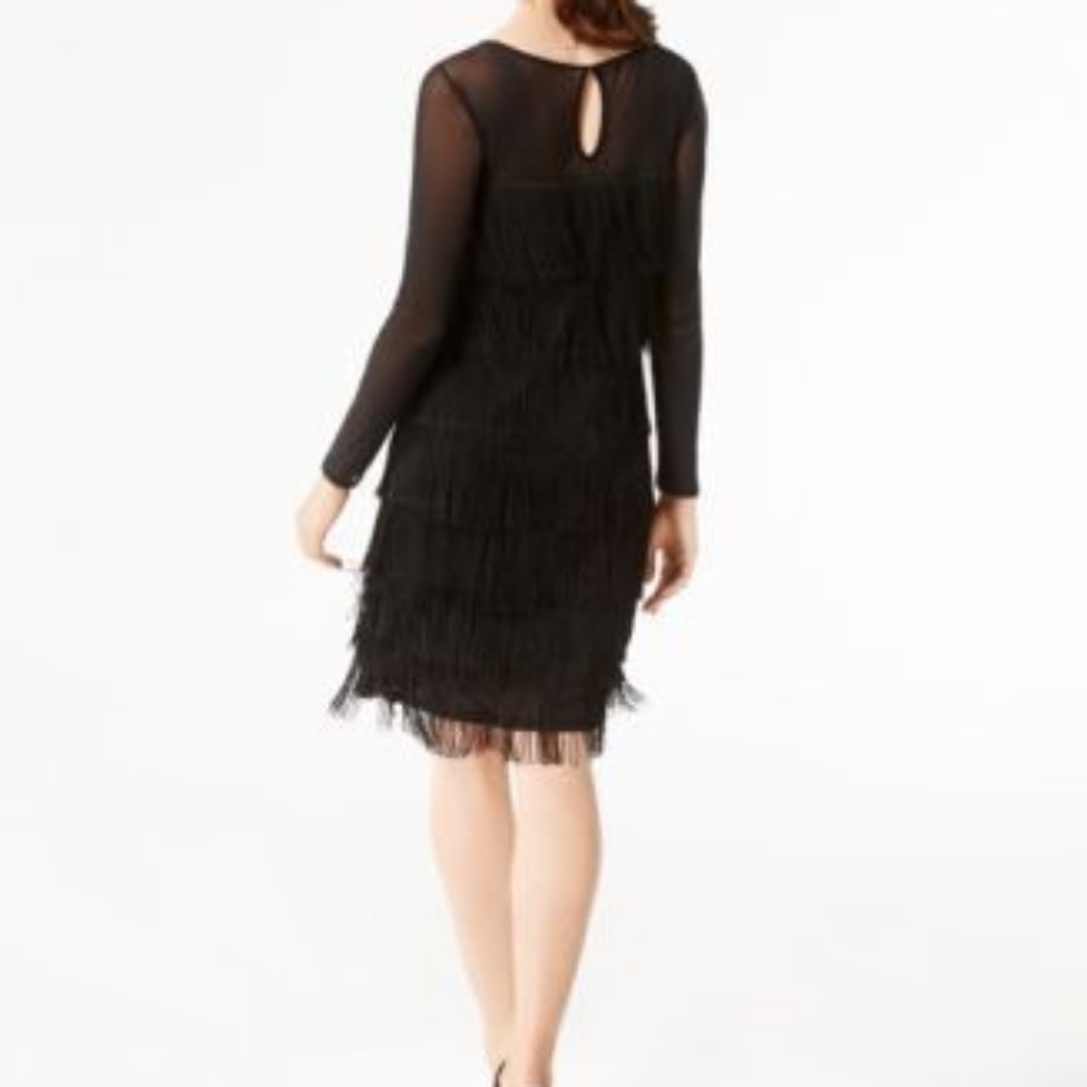 INC INTERNATIONAL CONCEPT ILLUSION FRINGE DRESS - Picture 4 of 8